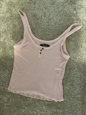 Abercrombie & Fitch Pink Ribbed Henley Tank